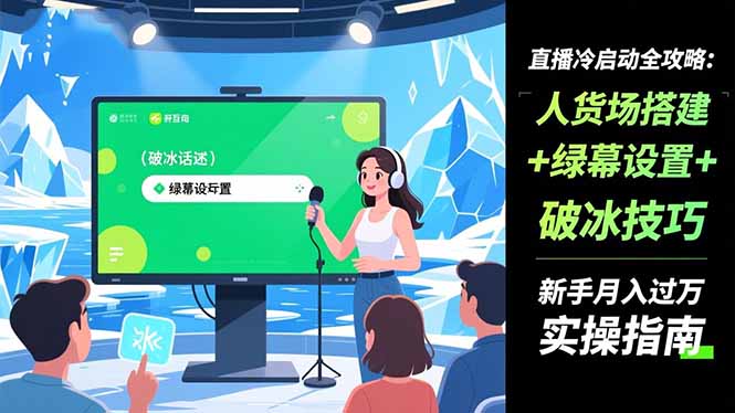 直播冷启动全攻略:人货场搭建+绿幕设置+破冰技巧，新手月入过万实操指南-悟思笔记，一个低调的学习营。