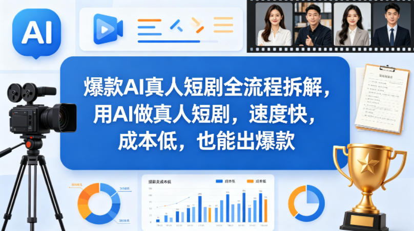 爆款AI真人短剧全流程拆解，用AI做真人短剧，速度快，成本低，也能出爆款-悟思笔记，一个低调的学习营。