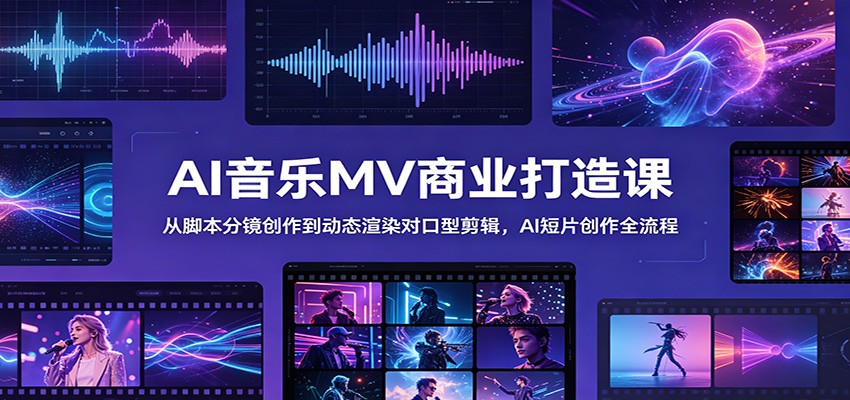 AI音乐MV商业打造课：从脚本分镜创作到动态渲染对口型剪辑，AI短片创作全流程-悟思笔记，一个低调的学习营。