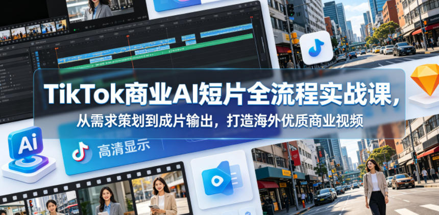 TikTok商业AI短片全流程实战课，从需求策划到成片输出，打造海外优质商业视频-悟思笔记，一个低调的学习营。