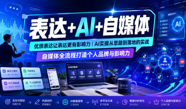表达+AI+自媒体，优质表达让表达更有影响力|AI实操从思路到落地的实战|自媒体全流程打造个人品牌与影响力-悟思笔记，一个低调的学习营。