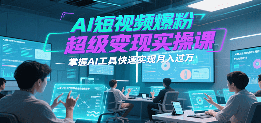 AI短视频爆粉超级变现实操课，掌握AI工具快速实现月入过万-悟思笔记，一个低调的学习营。
