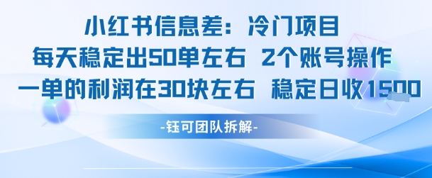 小红书信息差冷门项目一单利润30块每天稳定1.5k左右2个账号操作-悟思笔记，一个低调的学习营。