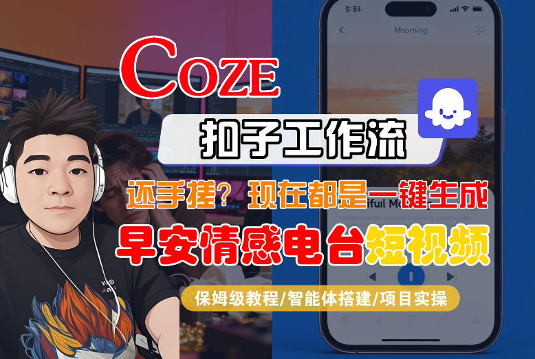 【Coze工作流搭建实操教程】【coze】早安情感电台日签视频还在手动做？用扣子工作流自动生成，省时90%-悟思笔记，一个低调的学习营。