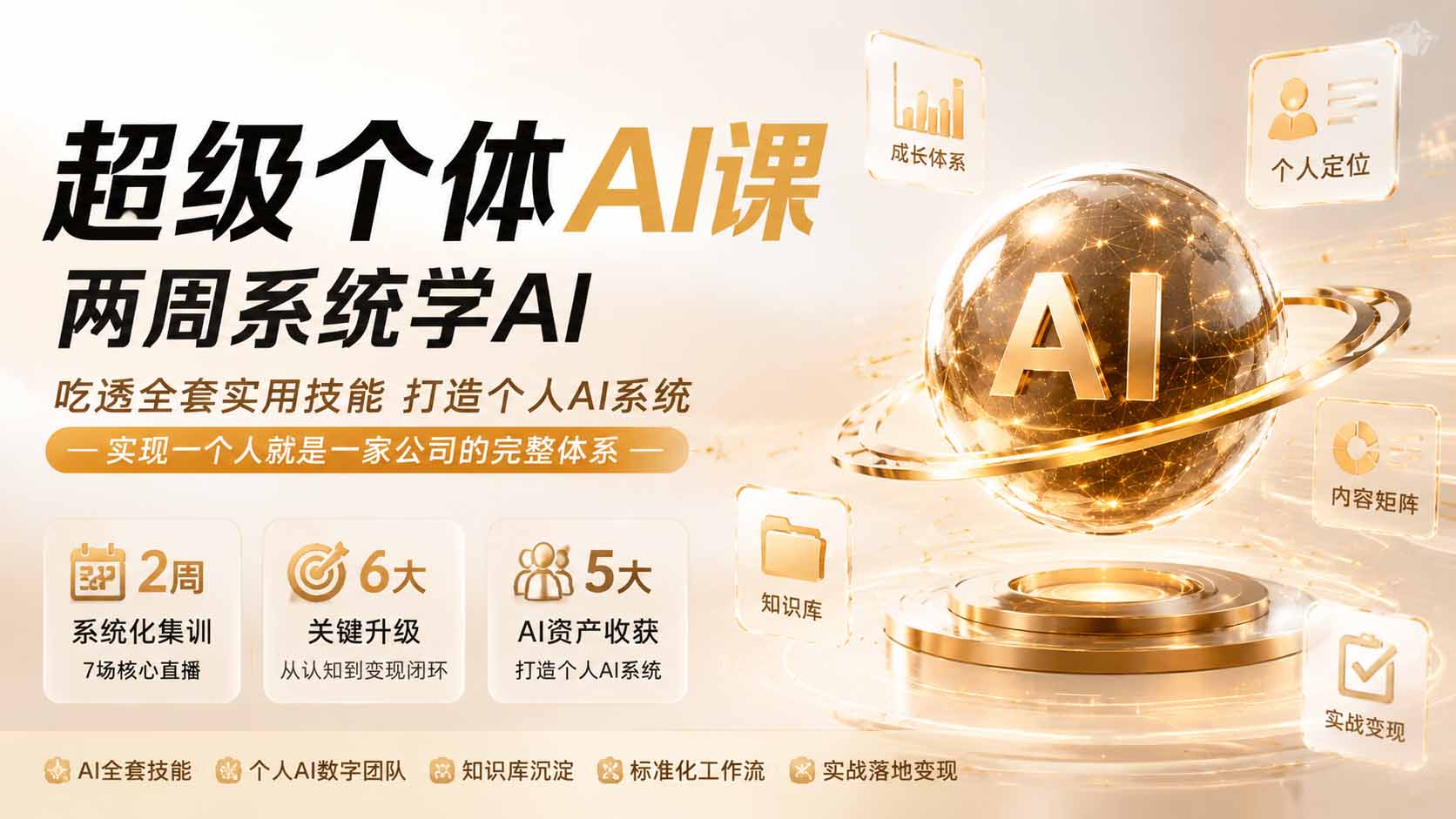 超级个体AI课 两周系统学AI；吃透全套实用技能打造个人AI系统，实现一个人就是一家公司的完整体系(更新0823-悟思笔记，一个低调的学习营。