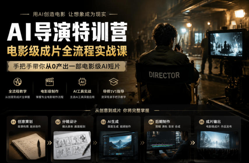 AI导演特训营，电影级成片全流程实战课，手把手带你从0产出一部电影级AI短片-悟思笔记，一个低调的学习营。