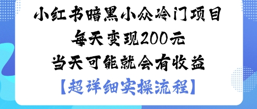 小红书暗黑小众冷门项目每天变现2张当天可能就会有收益-悟思笔记，一个低调的学习营。