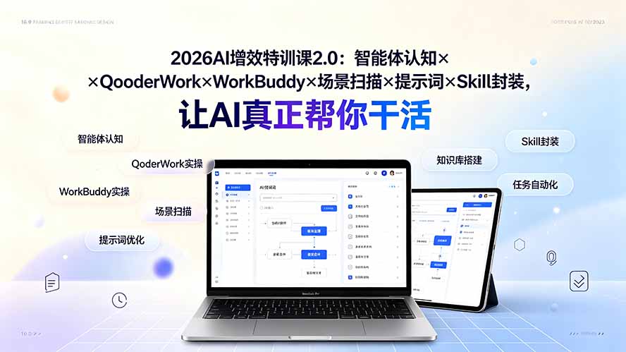 2026AI增效特训课2.0：智能体认知×QoderWork×WorkBuddy×场景扫描×提示词×Skill封装，让AI真正帮你干活-悟思笔记，一个低调的学习营。