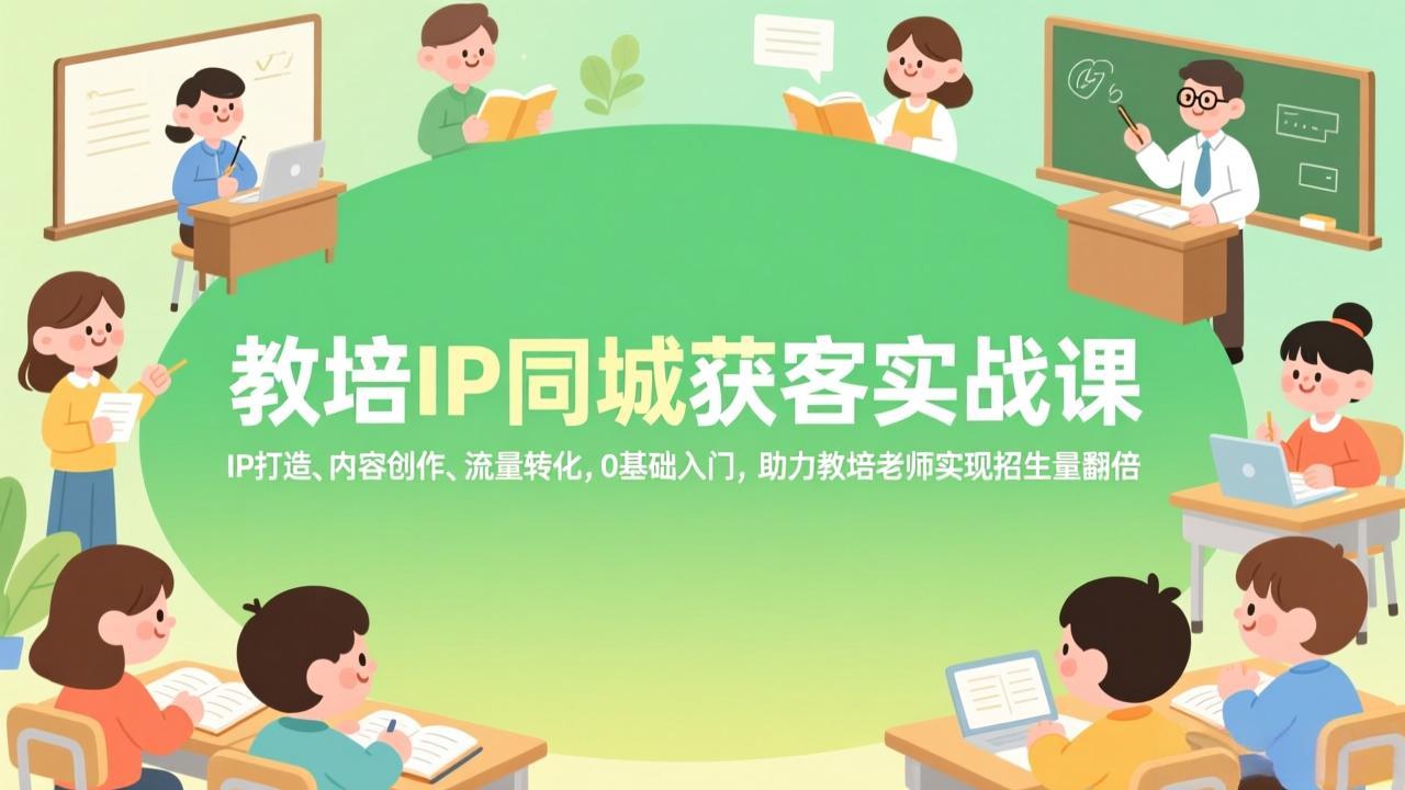 教培IP同城获客实战课，IP打造、内容创作、流量转化，0基础入门，助力教培老师实现招生量翻倍-悟思笔记，一个低调的学习营。