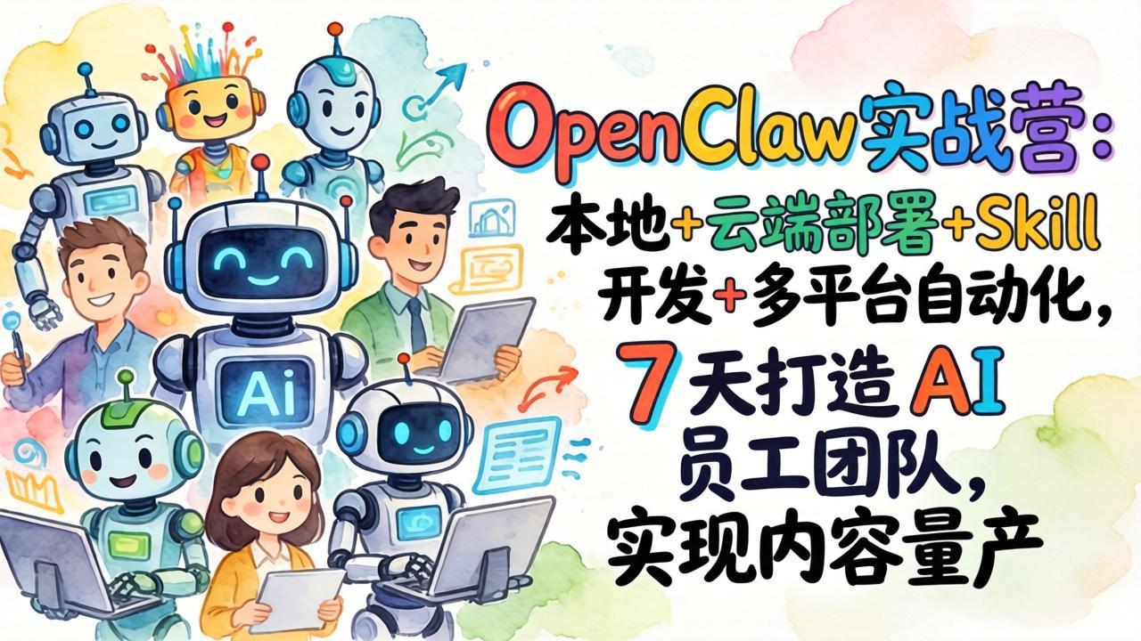 OpenClaw实战营：本地+云端部署+Skill开发+多平台自动化，7 天打造 AI 员工团队，实现内容量产-悟思笔记，一个低调的学习营。