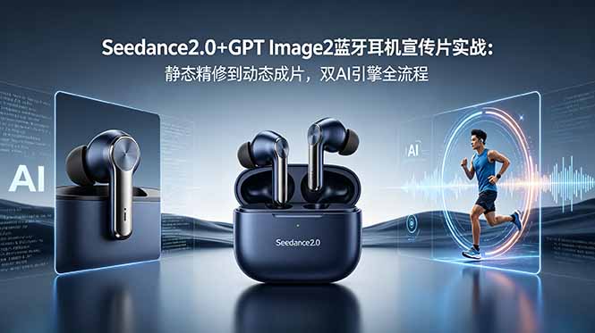 Seedance2.0+GPT Image2蓝牙耳机宣传片实战：静态精修到动态成片，双AI引擎全流程-悟思笔记，一个低调的学习营。