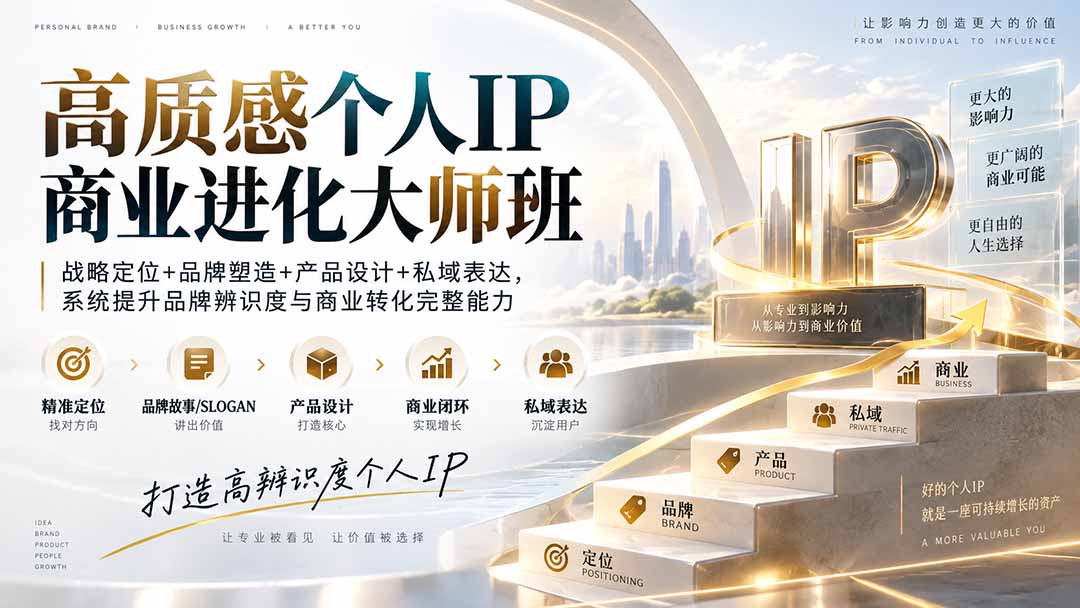 高质感个人IP商业进化大师班：战略定位+品牌塑造+产品设计+私域表达，系统提升品牌辨识度与商业转化完整能力-悟思笔记，一个低调的学习营。