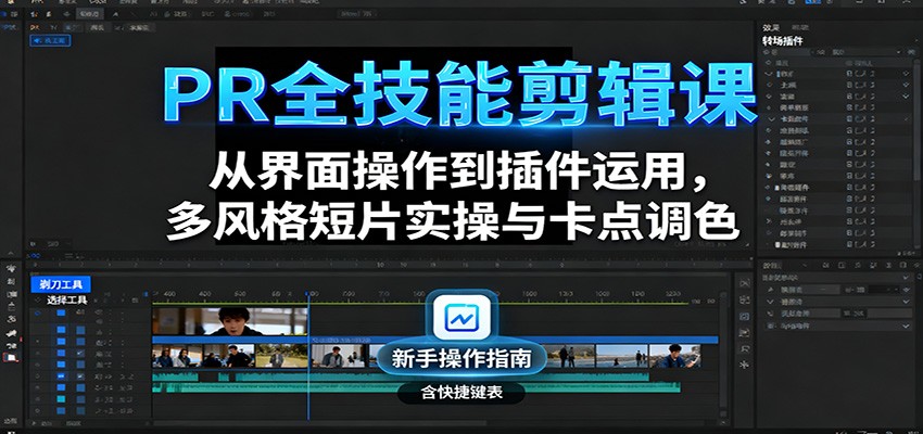 PR全技能剪辑课：从界面操作到插件运用，多风格短片实操与卡点调色-悟思笔记，一个低调的学习营。