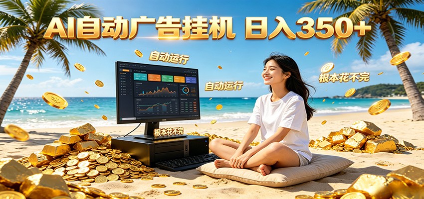 AI自动广告挂机 日入350+ 真正做到躺赚式变现，根本花不完！-悟思笔记，一个低调的学习营。
