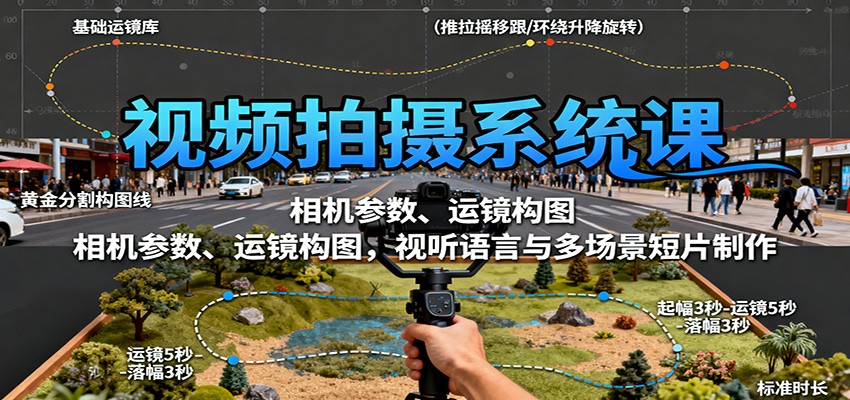 视频拍摄系统课：相机参数、运镜构图，视听语言与多场景短片制作-悟思笔记，一个低调的学习营。