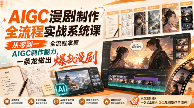 AIGC漫剧制作全流程实战系统课，从零到一全流程掌握AIGC制作能力，一条龙做出爆款漫剧-悟思笔记，一个低调的学习营。