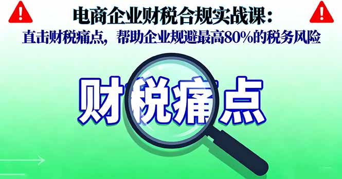 电商企业财税合规实战课，直击财税痛点，帮助企业规避最高80%的税务风险-悟思笔记，一个低调的学习营。