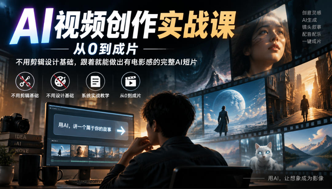 AI视频创作实战课，从0到成片，不用剪辑设计基础，跟着就能做出有电影感的完整AI短片-悟思笔记，一个低调的学习营。