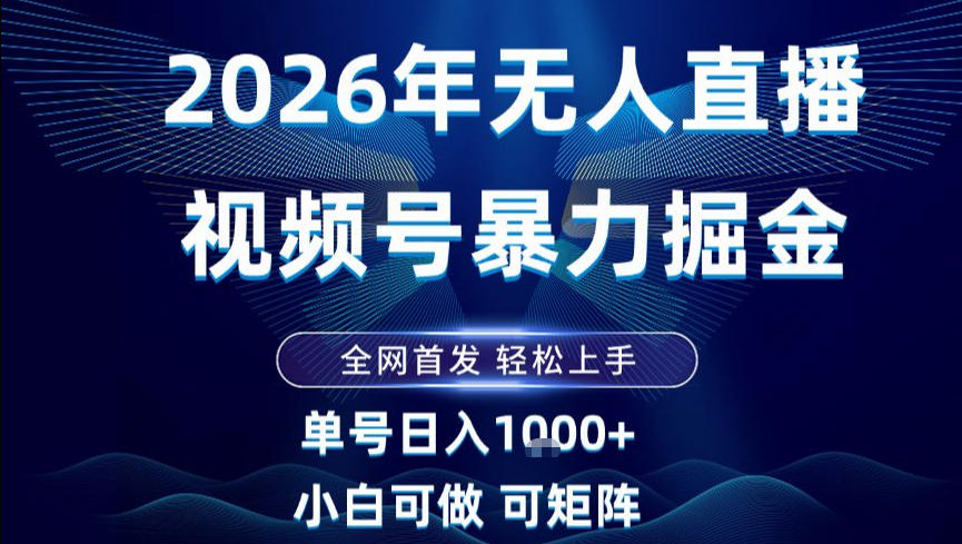 2026最新视频号无人直播掘金，全网首发，小白可以玩，长期稳定日入1k+【揭秘】-悟思笔记，一个低调的学习营。