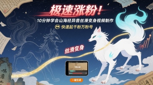 极速涨粉！10分钟学会山海经异兽丝滑变身视频制作，快速起千粉万粉号-悟思笔记，一个低调的学习营。