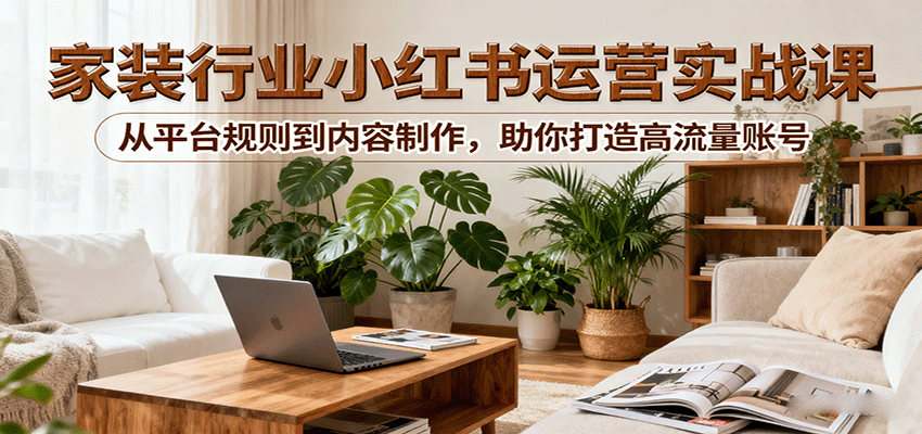 小红书家装行业运营实战课：从平台规则到内容制作，助你打造高流量账号-悟思笔记，一个低调的学习营。