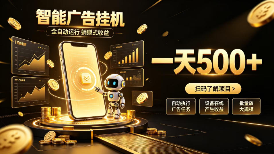 智能广告挂G项目，无需人工值守，全自动躺賺增收，单日收益可达500+【揭秘】-悟思笔记，一个低调的学习营。