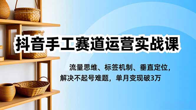 抖音手工赛道运营实战课，流量思维、标签机制、垂直定位，解决不起号难题，单月变现破3万-悟思笔记，一个低调的学习营。