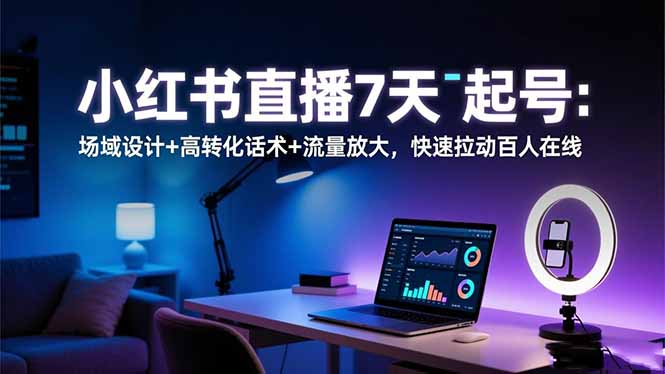 小红书直播7天起号：场域设计+高转化话术+流量放大，快速拉动百人在线-悟思笔记，一个低调的学习营。