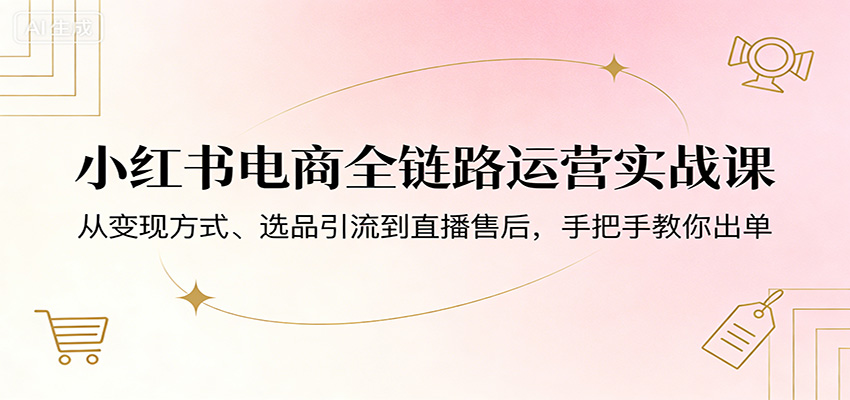 小红书电商全链路运营实战课：从变现方式、选品引流到直播售后，手把手教你出单-悟思笔记，一个低调的学习营。