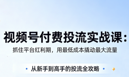 渔财老师·视频号付费投流实战课(更新5月)-悟思笔记，一个低调的学习营。