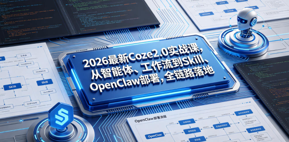 2026最新Coze2.0实战课，从智能体、工作流到Skill、OpenClaw部署，全链路落地-悟思笔记，一个低调的学习营。