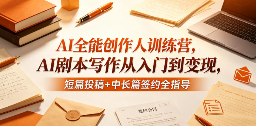 AI全能创作人训练营，AI剧本写作从入门到变现，短篇投稿+中长篇签约全指导-悟思笔记，一个低调的学习营。
