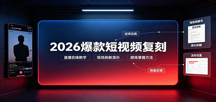 2026爆款短视频复刻：直播实操教学，配套文字文档掌握全流程-悟思笔记，一个低调的学习营。