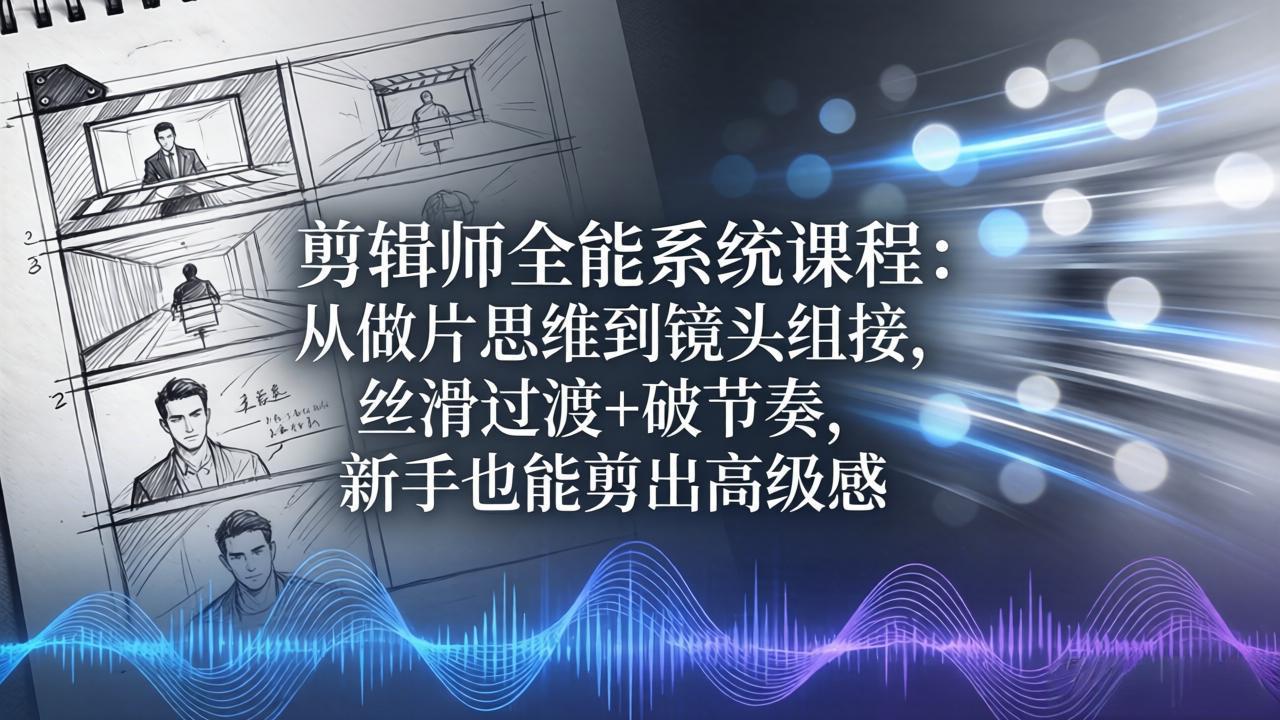 剪辑师全能系统课程：从做片思维到镜头组接，丝滑过渡+破节奏，新手也能剪出高级感-悟思笔记，一个低调的学习营。