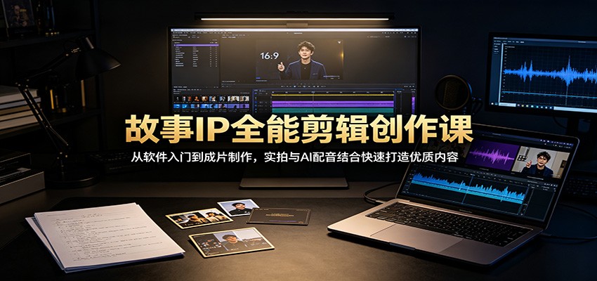 故事IP全能剪辑创作课：从软件入门到成片制作，实拍与AI配音结合快速打造优质内容-悟思笔记，一个低调的学习营。