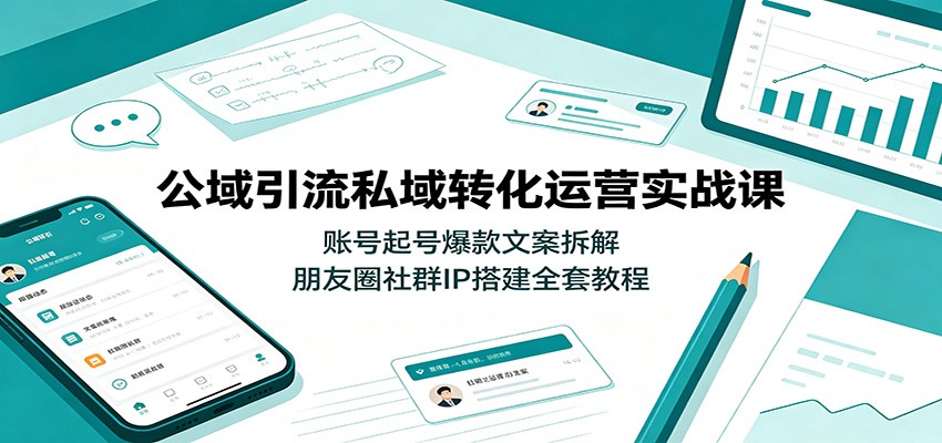 公域引流私域转化运营实战课：账号起号爆款文案拆解，朋友圈社群IP搭建全套教程-悟思笔记，一个低调的学习营。
