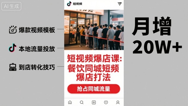 短视频爆店课，餐饮同城短视频爆店打法-悟思笔记，一个低调的学习营。