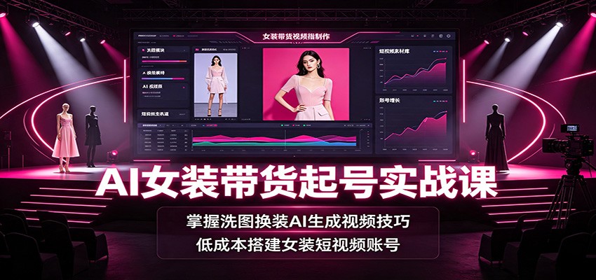 AI女装带货起号实战课：掌握洗图换装AI生成视频技巧，低成本搭建女装短视频账号-悟思笔记，一个低调的学习营。
