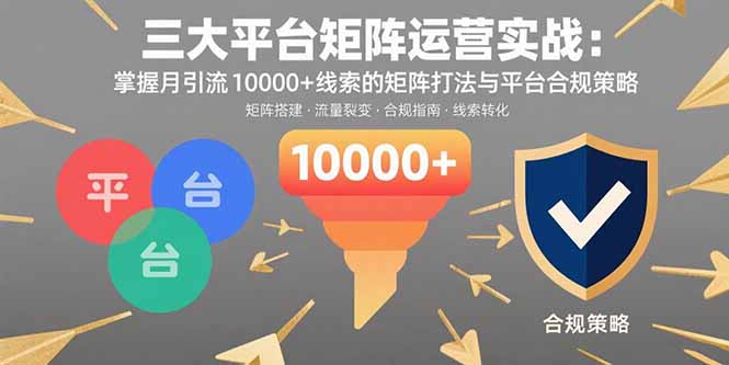 三大平台矩阵运营实战：掌握月引流10000+线索的矩阵打法与平台合规策略-悟思笔记，一个低调的学习营。