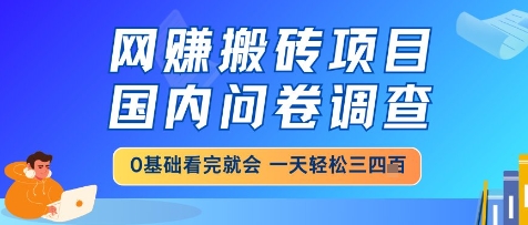 网创搬砖项目，国内问卷调查，小白轻松上手，一天三四张的也不难，干就完了【揭秘】-悟思笔记，一个低调的学习营。