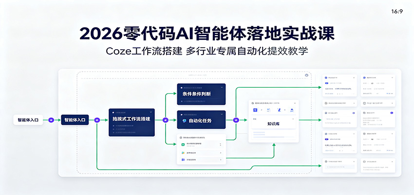 2026零代码AI智能体落地实战课：Coze工作流搭建，多行业专属自动化提效教学-悟思笔记，一个低调的学习营。