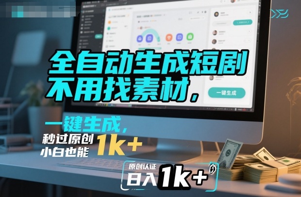 全自动生成短剧，不用找素材，不用剪辑，一键生成，秒过原创，小白也能轻松日入1k+【揭秘】-悟思笔记，一个低调的学习营。