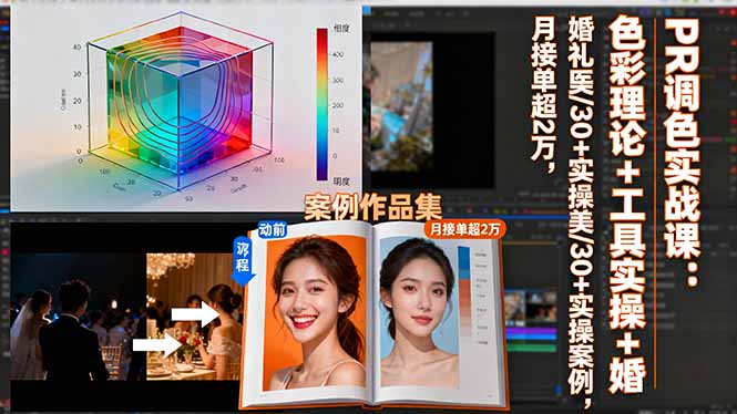 PR调色实战课：色彩理论+工具实操+婚礼医美/30+实操案例，月接单超2万-悟思笔记，一个低调的学习营。