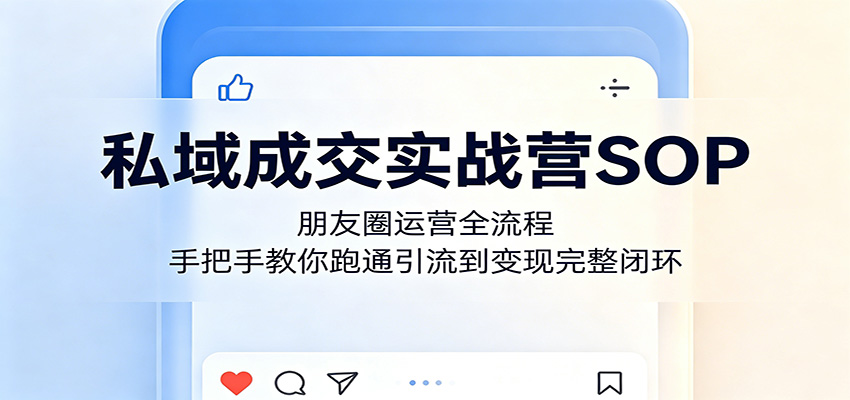 私域成交实战营SOP：朋友圈运营全流程，手把手教你跑通引流到变现完整闭环-悟思笔记，一个低调的学习营。