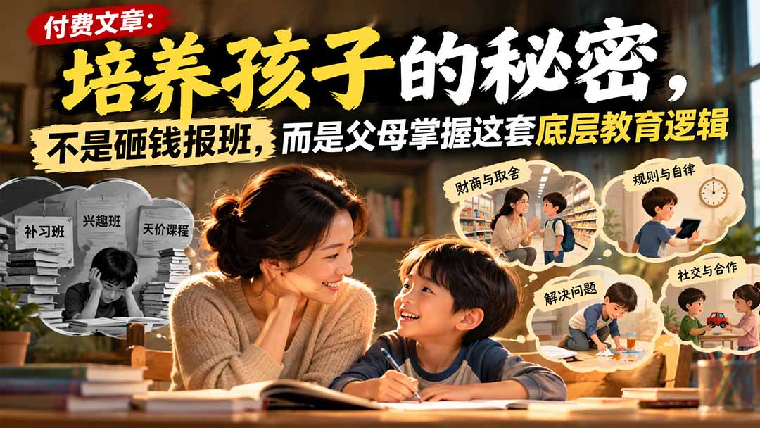 付费文章：培养孩子的秘密，不是砸钱报班，而是父母掌握这套底层教育逻辑-悟思笔记，一个低调的学习营。