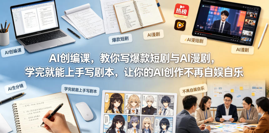 AI创编课，教你写爆款短剧与AI漫剧，学完就能上手写剧本，让你的AI创作不再自娱自乐-悟思笔记，一个低调的学习营。