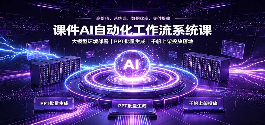 课件AI自动化工作流系统课：大模型环境部署，PPT批量生成，千帆上架投放落地-悟思笔记，一个低调的学习营。