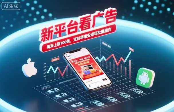 新台看广告,养好机一条5毛到5块,单机日入30到100,支持苹果安卓,可批量操作。-悟思笔记,一个低调的学习营。