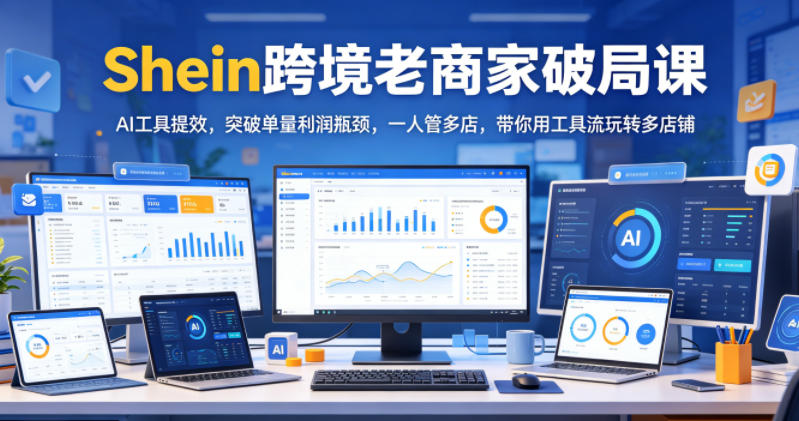 Shein跨境老商家破局课，AI工具提效，突破单量利润瓶颈，一人管多店，带你用工具流玩转多店铺-悟思笔记，一个低调的学习营。