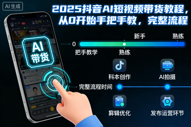 2025抖音AI短视频带货教程，从0开始手把手教，完整流程-悟思笔记，一个低调的学习营。